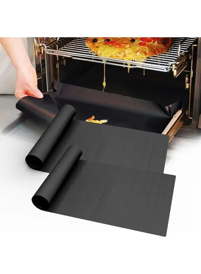 2 Pack Black Oven Liners Non Stick Teflon Heavy Duty 16x24 Inch For Grills - Image 1