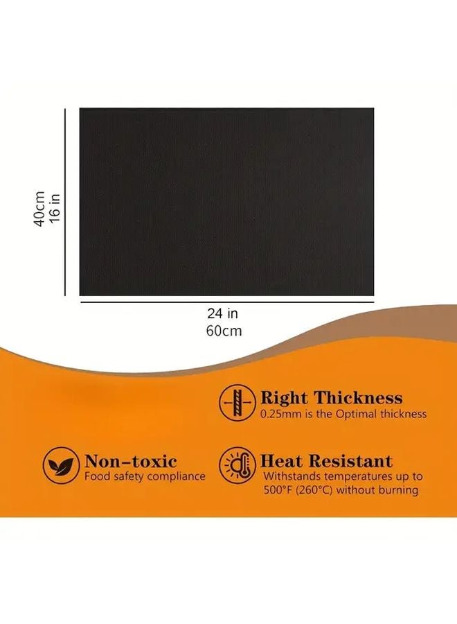 2 Pack Black Oven Liners Non Stick Teflon Heavy Duty 16x24 Inch For Grills - Image 4