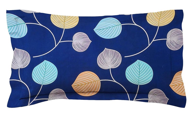 BSB HOME Premium Forever Modern Style Glace Cotton Floral Luxurious Beautiful Soft Comfort Designer Floral Pattern 1 Single Size Bed bedsheet and 1 Pillow Cover- Dark Blue & White Flower - Image 3
