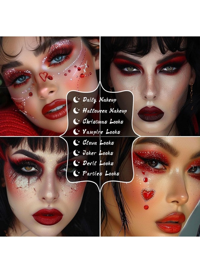 UCANBE Red Eyeshadow Makeup Palette, 15 Colors Burgunry Gray Silver Shimmer Matte Glitter Metallic Eye Shadow Pallet, Pigmented Make Up Kit for Halloween Parties Christmas Joker Vampire Clown - Image 5