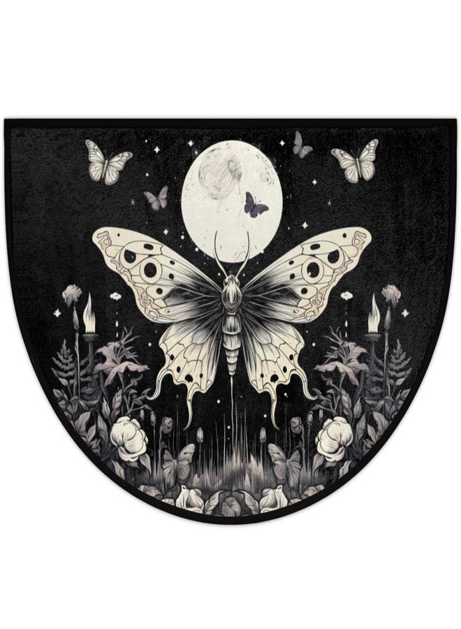 DXTKWL Retro Gothic Butterfly Half Round Door Mat Indoor Entrance, Moon Flower Non Slip Absorbent Doormats 24 x 36 inch Semi Circle Door Floor Mats Area Rugs for Home Kitchen Patio - Image 5