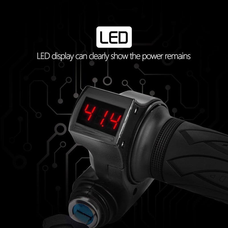 راحة زوج واحد من مقابض الدراجات الكهربائية، شاشة LED مقاومة للماء، مقبض مقود دراجة كهربائية مع مقبض تسريع دوار للدراجات الكهربائية والسيارات والدراجات البخارية. - Image 2