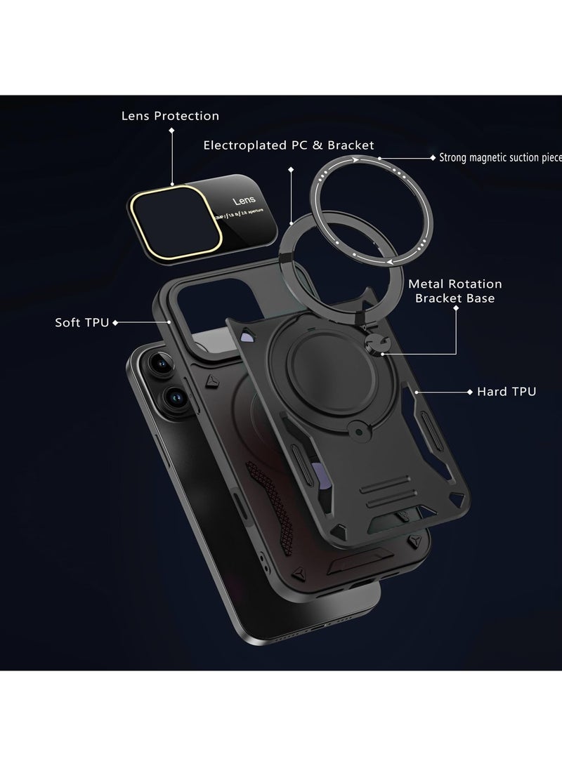 general Case for iPhone 16 Pro Max (2024), Ultra-thin case with 360° magnetic adjustable stand, Compatible with in-car and wireless charging, Drop-proof protective back cover - Image 3