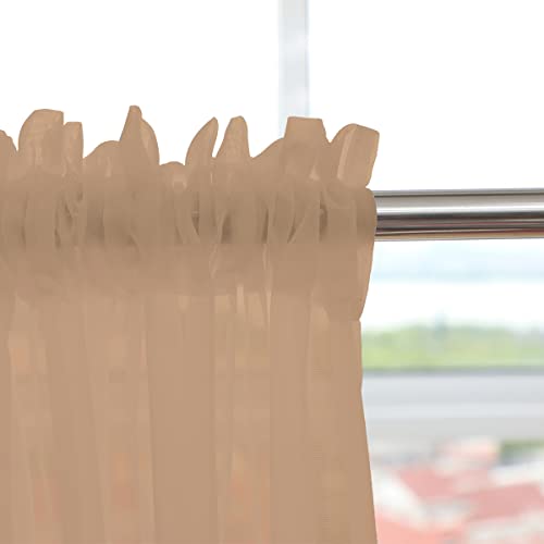 ABCHOME Sheer Curtains Inches Long Window Sheer Curtain 2 Panels Sheer Curtains Size 63 72 95 108 145 Long Inch Bedroom Children Living Room Yard (Brown, 52 W x 130 L | 2 Pcs) - Image 4