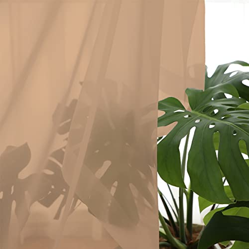 ABCHOME Sheer Curtains Inches Long Window Sheer Curtain 2 Panels Sheer Curtains Size 63 72 95 108 145 Long Inch Bedroom Children Living Room Yard (Brown, 52 W x 130 L | 2 Pcs) - Image 5