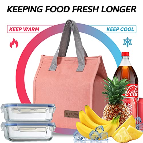 TELLUMO Lunch bag, Insulated Lunch Bag for Women Men Large Lunch Box Container Reusable Leakproof Tote for Office, Work, School, Beach or Travel (Pink) - Image 2