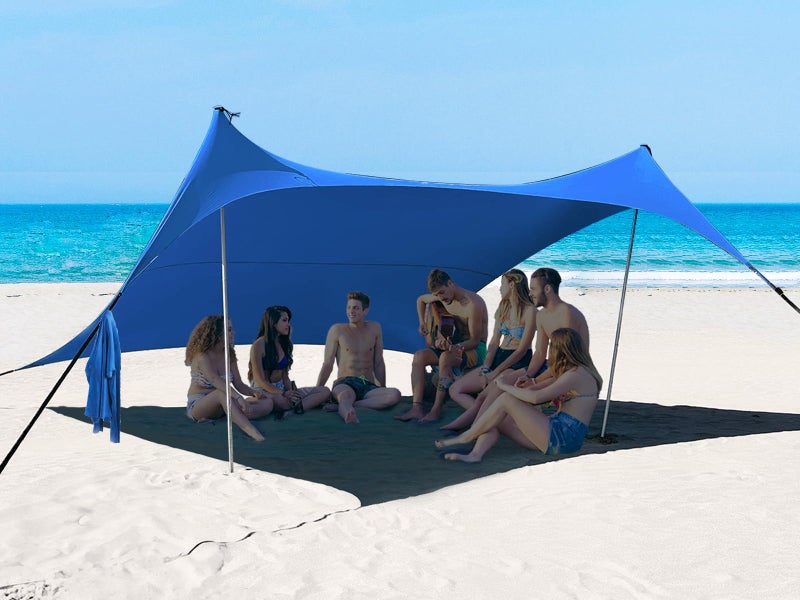 BESTSET 10Ã—10ft UPF50+ Beach Tent Sun Shelter, Windproof Stable Outdoor Pop Up Beach Shade Canopy for Camping, Fishing, Backyard Fun or Picnics, 2 Poles - Image 1