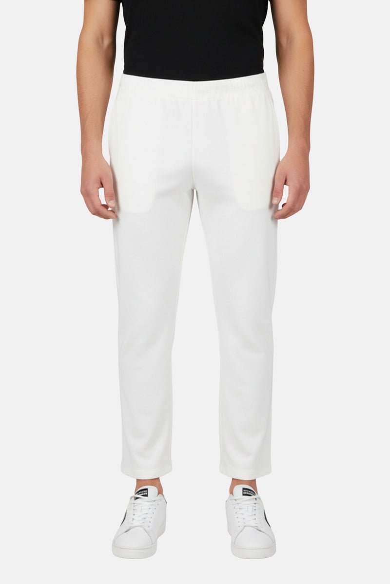 Adidas Men Sportswear Fit Basketball Sweatpants, Off White - Image 1