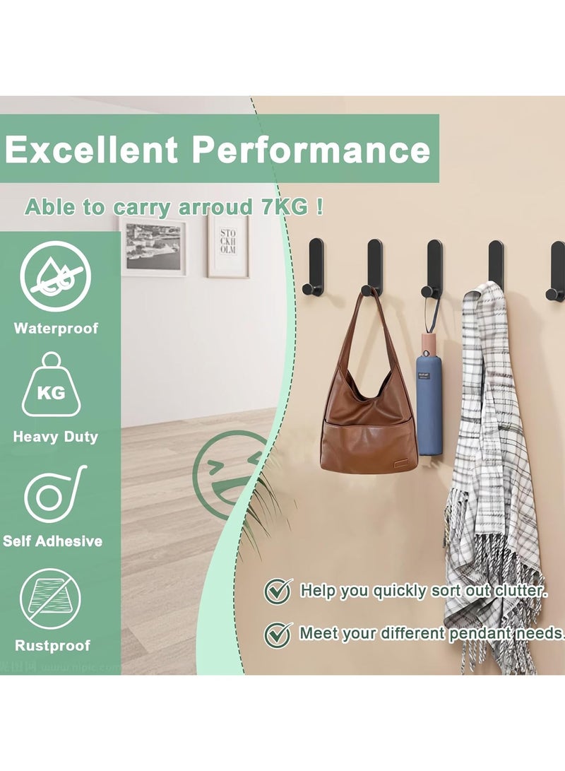 CMGTYYD Stick on Hooks for Hanging, Heavy Duty Self Adhesive Towel Hooks Extra Strong Sticky Hook, Metal Self Adhesive Wall Coat Hangers for Towel Coat - 5 Pack (Black) - Image 3