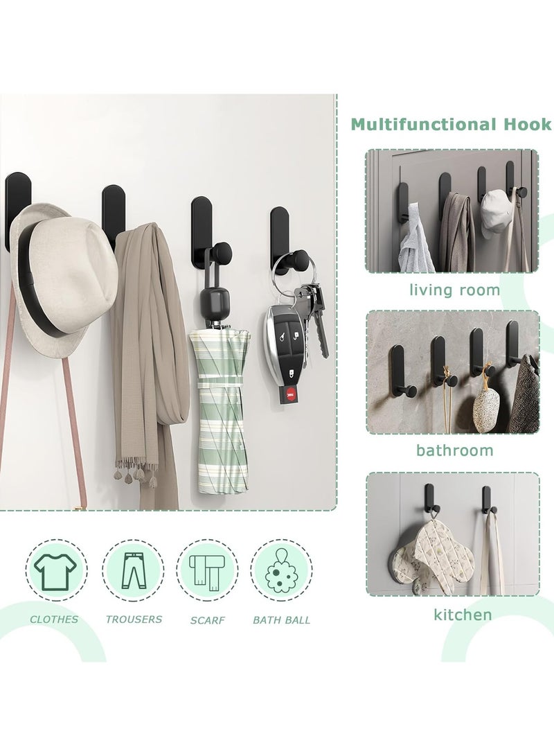 CMGTYYD Stick on Hooks for Hanging, Heavy Duty Self Adhesive Towel Hooks Extra Strong Sticky Hook, Metal Self Adhesive Wall Coat Hangers for Towel Coat - 5 Pack (Black) - Image 5