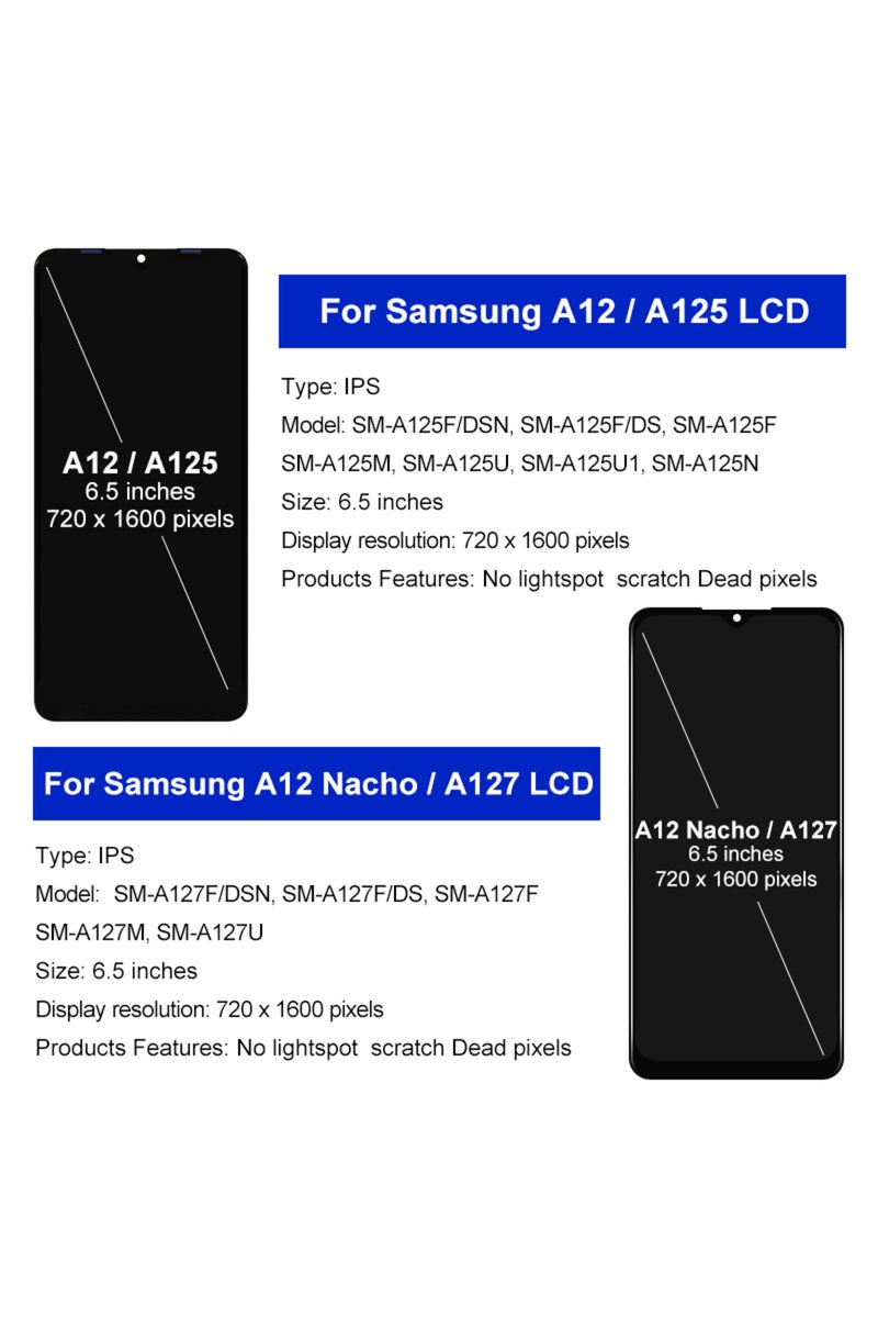 erorex A12 NO FRAME 6.5” For Galaxy A12 Display SM-A125F/DSN LCD Touch Screen Digitizer For Galaxy A12 Nac - Image 2
