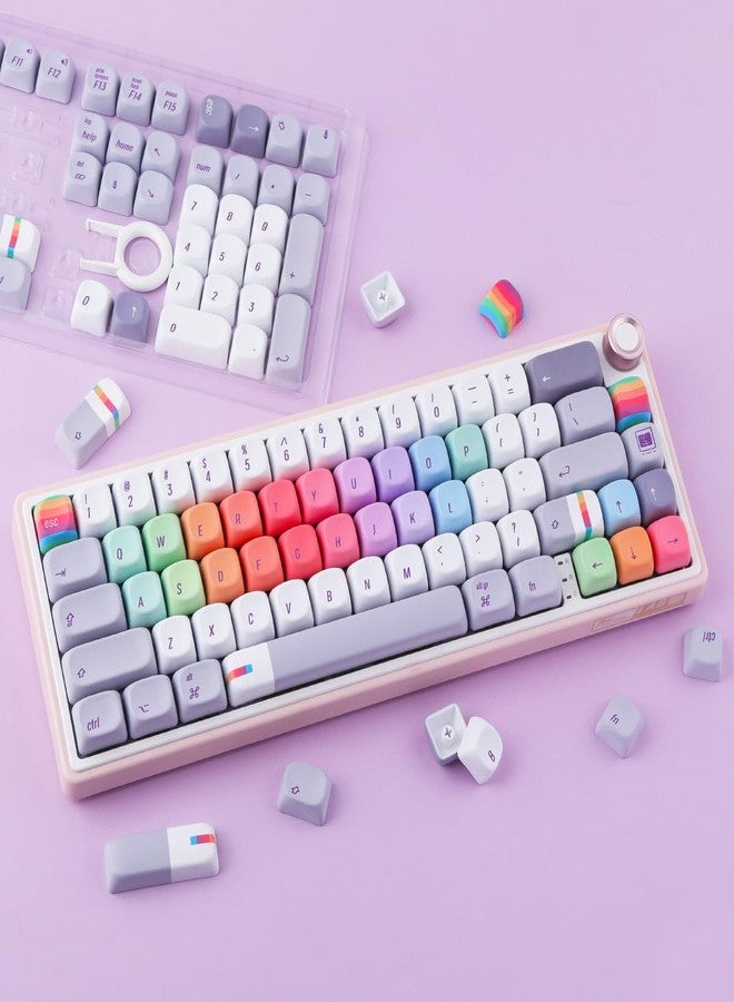 Tsungup MOA Profile Keycaps,130 Keys Gray Rainbow Candy Custom Keycaps,PBT Cute Dye Sub Key Caps Keyboard Keycap Set for MX Switches Mechanical - Image 3