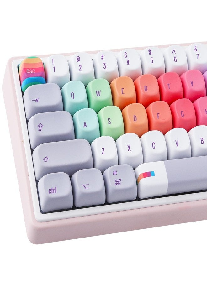Tsungup MOA Profile Keycaps,130 Keys Gray Rainbow Candy Custom Keycaps,PBT Cute Dye Sub Key Caps Keyboard Keycap Set for MX Switches Mechanical - Image 1