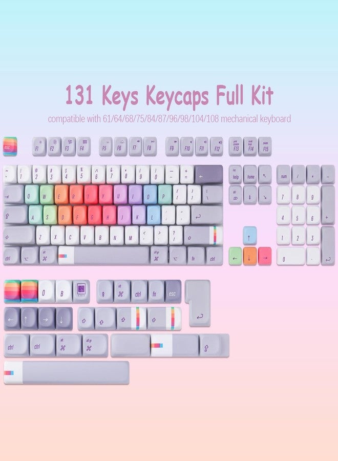 Tsungup MOA Profile Keycaps,130 Keys Gray Rainbow Candy Custom Keycaps,PBT Cute Dye Sub Key Caps Keyboard Keycap Set for MX Switches Mechanical - Image 2