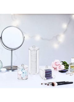 Plan A 3 Piece Clear Acrylic Makeup Organizer Set with Lid – Cotton Pads, Cleaning Sticks and Cosmetics, Perfect for Organizing Bathroom and Vanity in Stylish and Practical Style  - Image 2