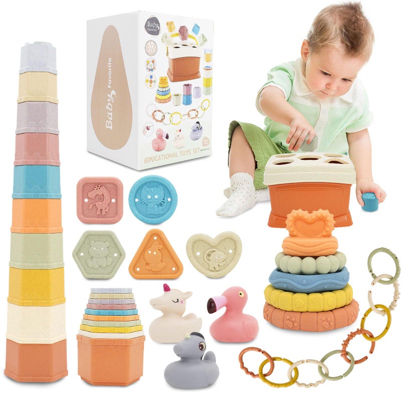 BYFWH Baby Shape Sorter Toy for Toddler 13 Toddler Stacking Toy with Nesting Cups 5 in 1 Infant Learning Stackable Block for Sand Bath Play Birthday Gift for Girl Boy 9 Month - Image 4