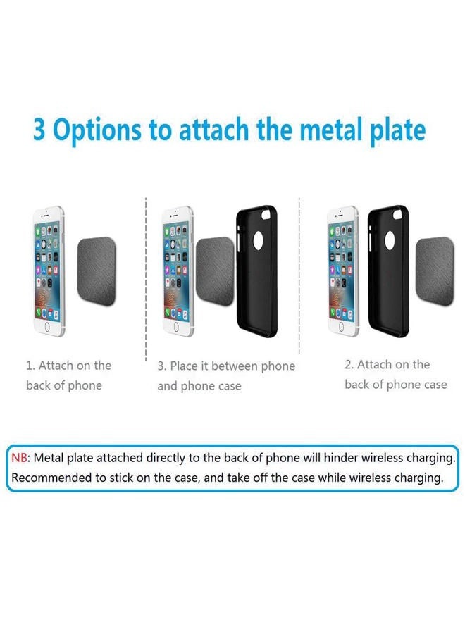 ACKLLR 16 Pieces Phone Car Mount Metal Plate with Adhesive for Magnetic Cradle-Less Mount,Cell Phone, GPS and Tablet Holder, 8 Rectangular and 8 Round, Black/Silver - Image 3