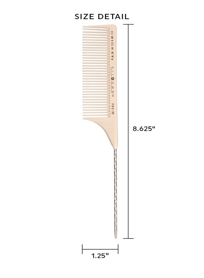 Cricket Silkomb Pro-55 Rattail Hair Cutting Comb - Silicone-Injected, Seamless Teeth with Dual Tooth Pattern for Precision Cutting, Styling, Ideal for All Hair Types - Image 3