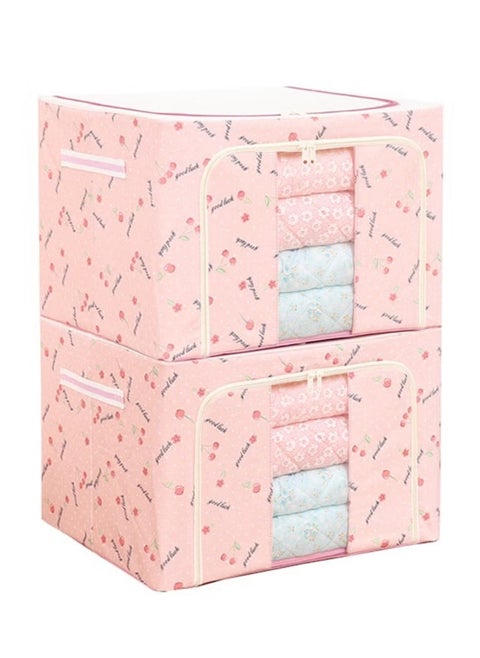 2pcs Storage Boxes Clothes Storage Container Set Oxford Cloth Closet Organizer Boxes With Steel Frame Easy to Fold With Sturdy Zipper Storage For Clothes Bed Blankets Bedding