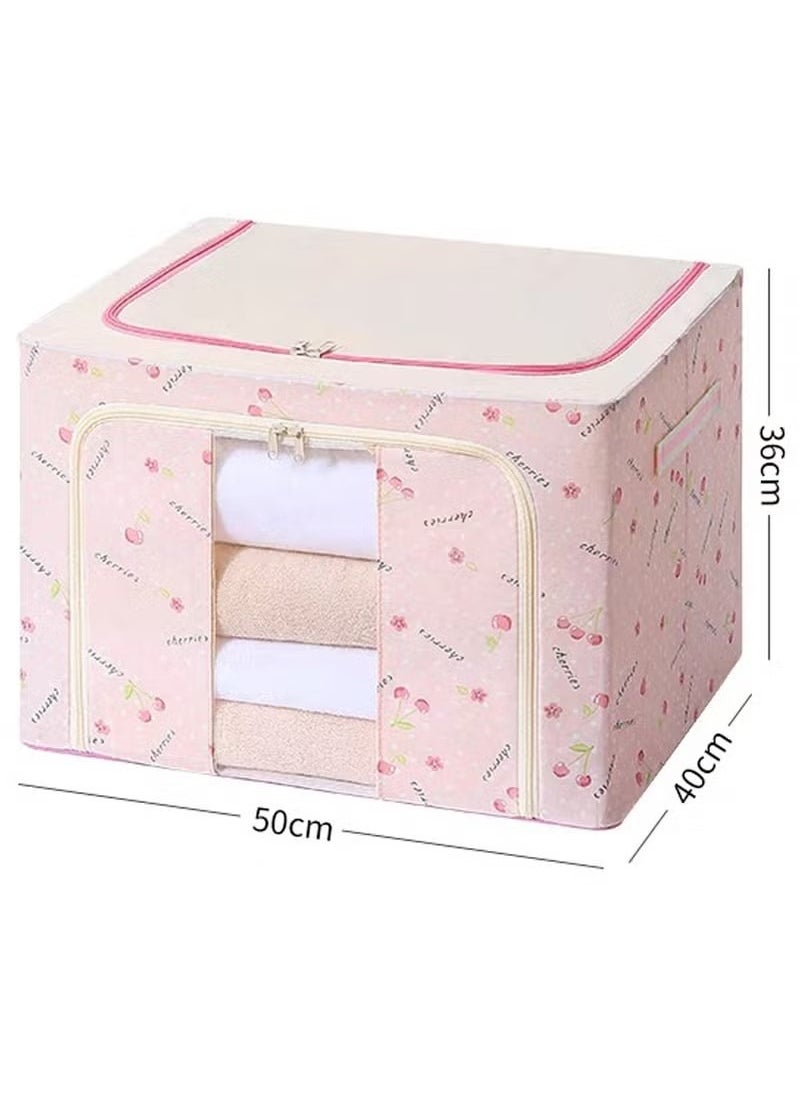 Sweet - 2pcs Storage Boxes Clothes Storage Container Set Oxford Cloth Closet Organizer Boxes With Steel Frame Easy to Fold With Sturdy Zipper Storage For Clothes Bed Blankets Bedding - Image 1