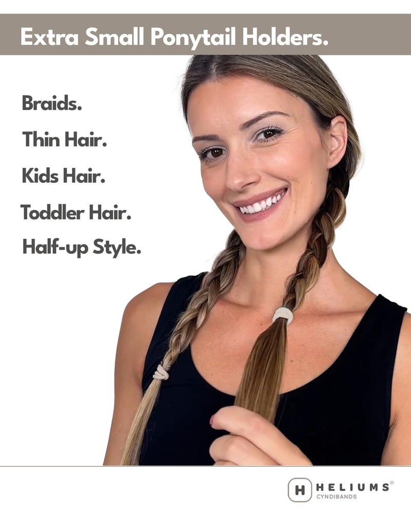 Heliums Extra Small Hair Ties No Damage - Light Brown - Mini 0.7 Inch Tiny Soft Seamless Hair Bands for Toddlers, Braids, Kids Ponytails- 40 Count - Image 5