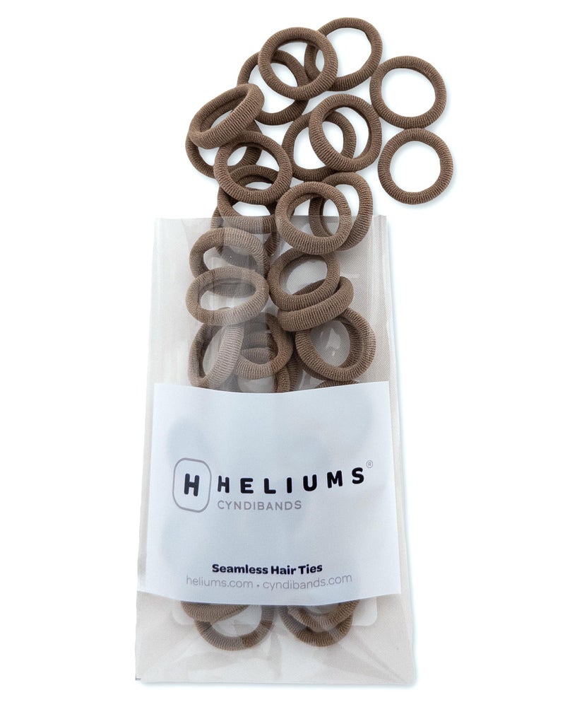 Heliums Extra Small Hair Ties No Damage - Light Brown - Mini 0.7 Inch Tiny Soft Seamless Hair Bands for Toddlers, Braids, Kids Ponytails- 40 Count - Image 1