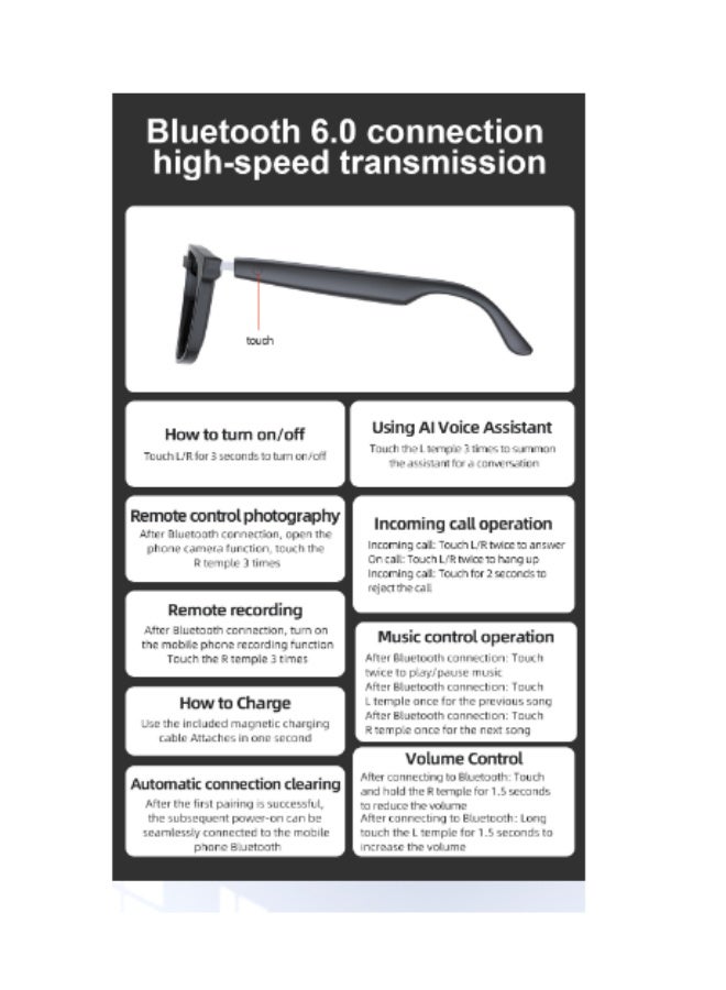 Arabest Smart Glasses with Camera,4K with Audio Bluetooth Camera Glasses for Men Women 8MP 32G HD Hidden Video Recording Support Live Feed,Ai Voice Control,150+ Language Translate, Chart GPT, WiFi - Image 4