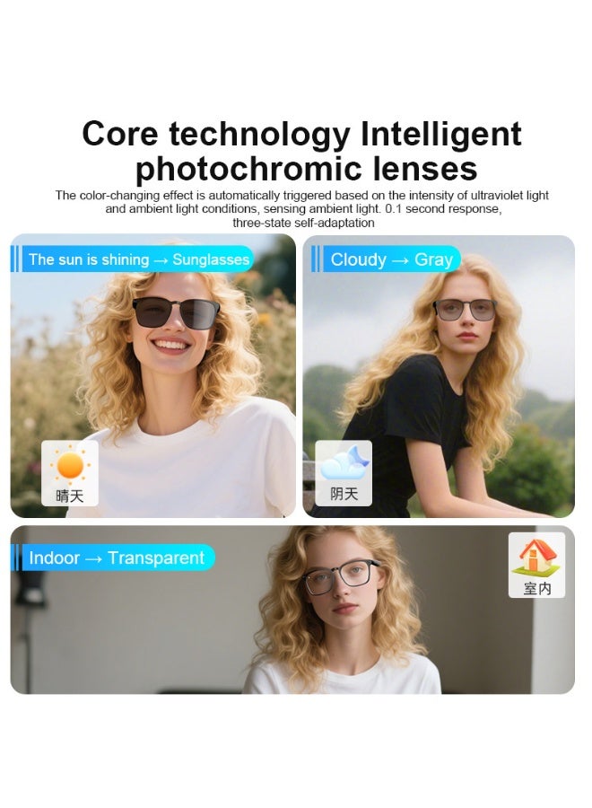 Arabest Photochromic AI Translation Smart Glasses, Bluetooth Hands-Free Calling Music Audio Glasses, Multifunctional Driving Sunglasses with Voice Translation Function for Outdoor Travel Driving - Image 3