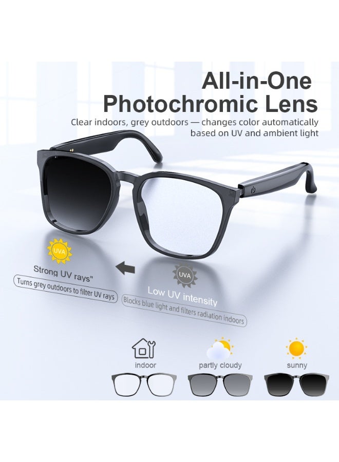 Arabest Photochromic AI Translation Smart Glasses, Bluetooth Hands-Free Calling Music Audio Glasses, Multifunctional Driving Sunglasses with Voice Translation Function for Outdoor Travel Driving - Image 4