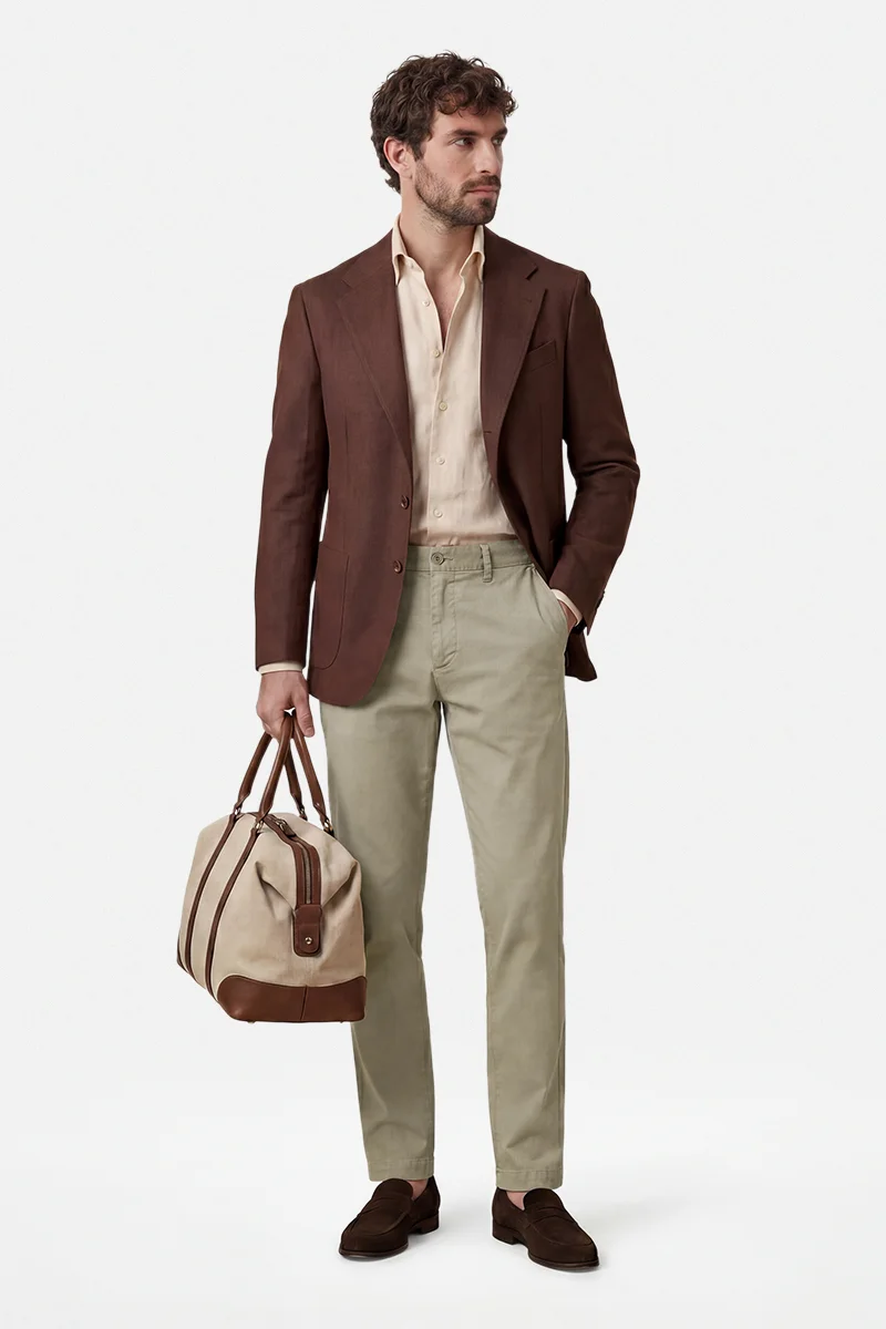 SNITCH Khaki Solid Regular Fit Casual Trousers