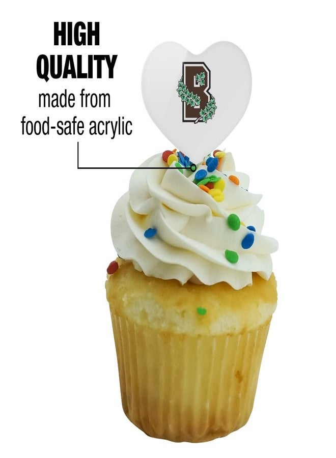 GRAPHICS & MORE Brown University Secondary Logo Heart Love Cupcake Picks Toppers Decoration Set of 6 - Image 3