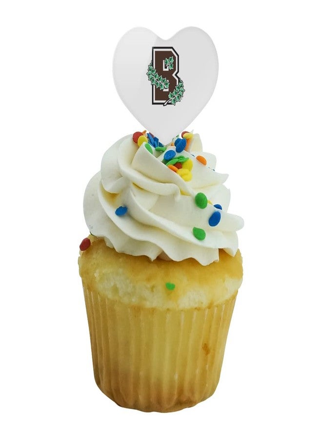 GRAPHICS & MORE Brown University Secondary Logo Heart Love Cupcake Picks Toppers Decoration Set of 6 - Image 5