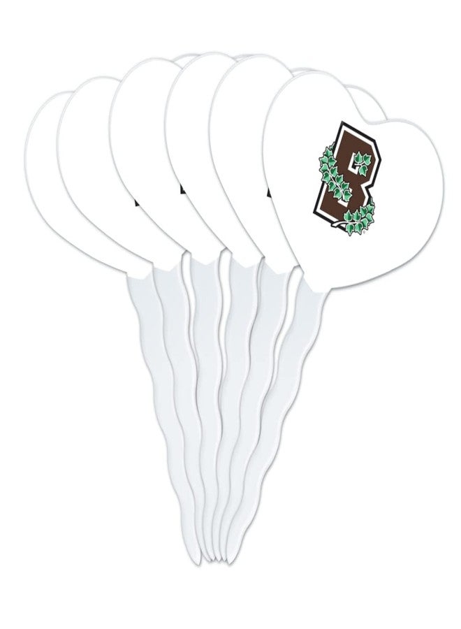 GRAPHICS & MORE Brown University Secondary Logo Heart Love Cupcake Picks Toppers Decoration Set of 6 - Image 1