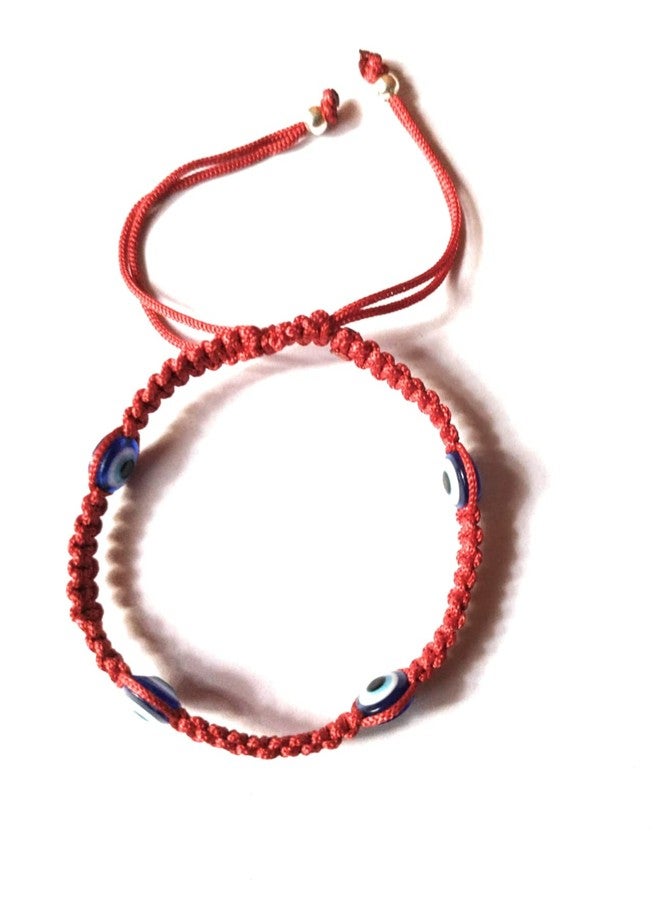 Jyokrish Handmade Adjustable Red thread 4 blue evil eye bracelet for Men |Boys |Girls |Women | Free Size| Friendship band |Lucky Protection| pack of 1| Nazarbattu - Image 3