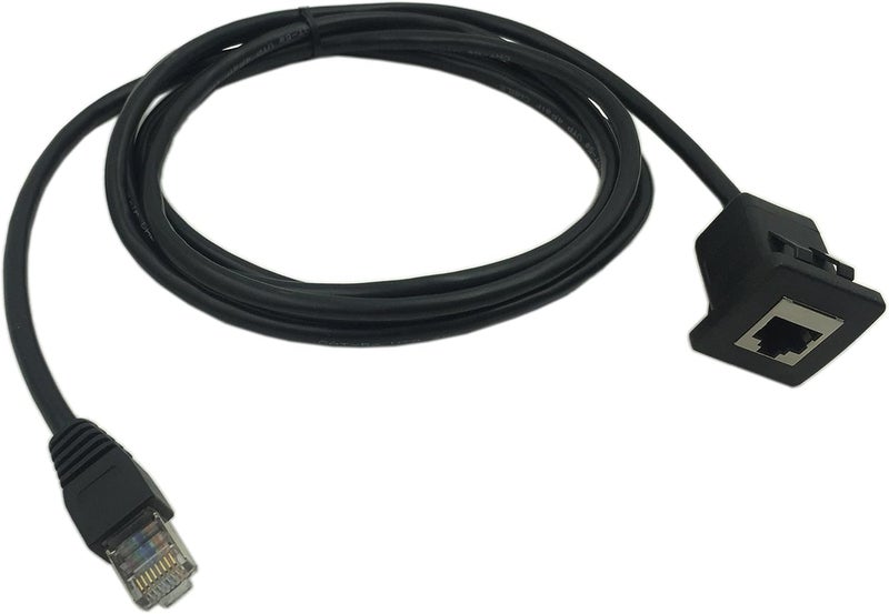 CERRXIAN كابل شبكة LAN Ethernet CERRXIAN RJ45 ذكر إلى أنثى Cat 5e تركيب لوحة أسود 2م - Image 2