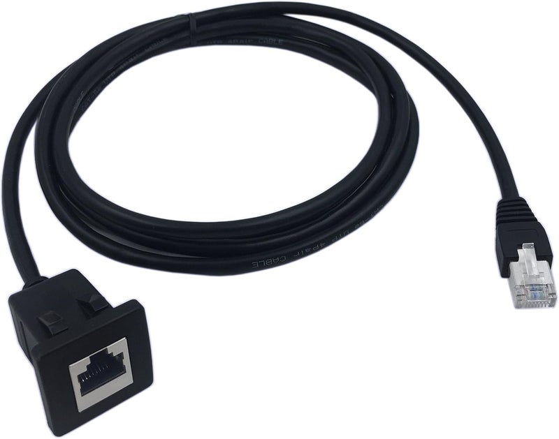 CERRXIAN كابل شبكة LAN Ethernet CERRXIAN RJ45 ذكر إلى أنثى Cat 5e تركيب لوحة أسود 2م - Image 1