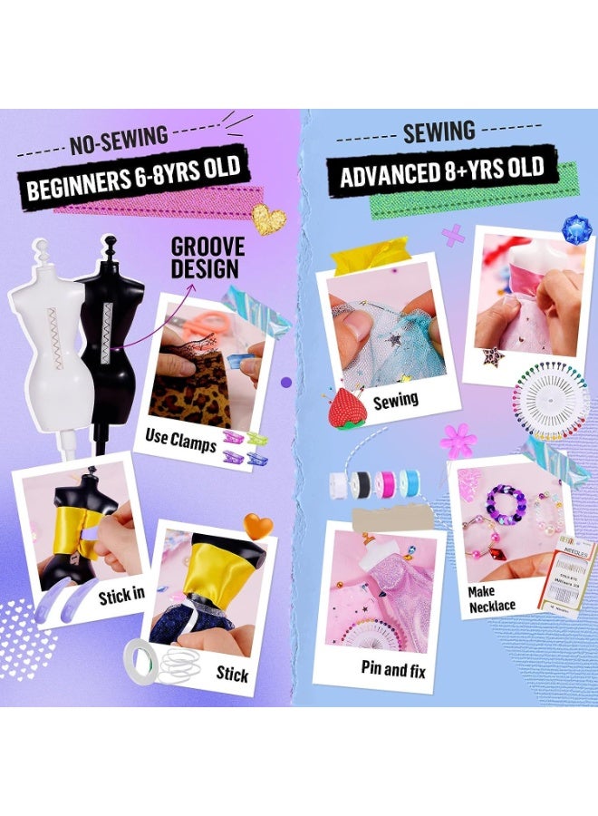 كابسترو طقم خياطة فستان الأميرة للأطفال - طقم مصمم أزياء من 5 قطع مع أكثر من 600 قطعة من الإكسسوارات والأقمشة والأدوات والعارضات - لعبة خياطة وتطريز إبداعية للبنات من 7 إلى 14 عامًا - Image 4