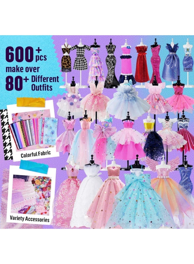 كابسترو طقم خياطة فستان الأميرة للأطفال - طقم مصمم أزياء من 5 قطع مع أكثر من 600 قطعة من الإكسسوارات والأقمشة والأدوات والعارضات - لعبة خياطة وتطريز إبداعية للبنات من 7 إلى 14 عامًا - Image 3