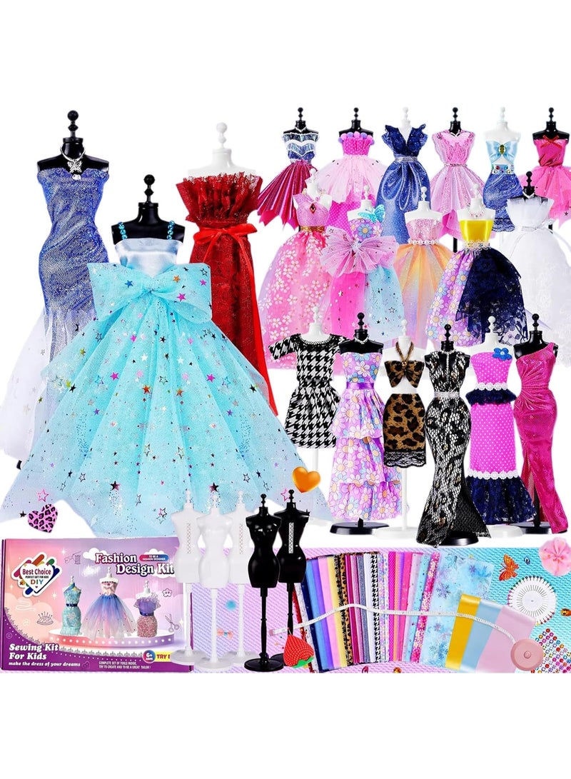 كابسترو طقم خياطة فستان الأميرة للأطفال - طقم مصمم أزياء من 5 قطع مع أكثر من 600 قطعة من الإكسسوارات والأقمشة والأدوات والعارضات - لعبة خياطة وتطريز إبداعية للبنات من 7 إلى 14 عامًا - Image 1