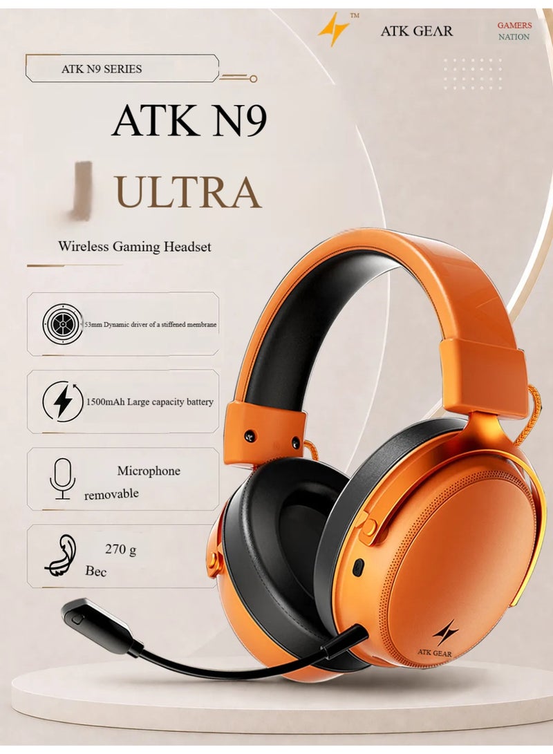 ATK N9 Gaming Headset for Xbox Series X|S, PS5, PC & Switch, Stereo Gaming Headphones with Detachable Noise-Canceling Mic,3.5MM Wired/2.4G/Bluetooth (N9 Ultra/Orange) - Image 1