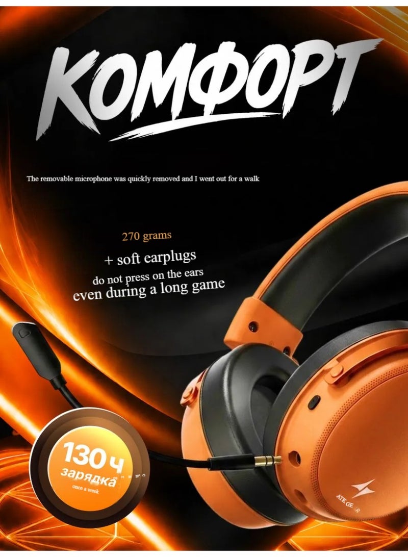ATK N9 Gaming Headset for Xbox Series X|S, PS5, PC & Switch, Stereo Gaming Headphones with Detachable Noise-Canceling Mic,3.5MM Wired/2.4G/Bluetooth (N9 Ultra/Orange) - Image 3