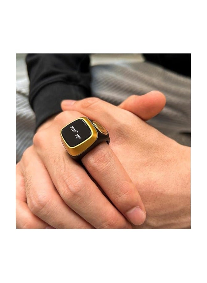 ريبنيو خاتم تسبيح ذكر لايت الذكية، صلاة المسلمين، تذكير توقيت الصلاة، شاشة OLED عداد التسبيح، حلقة ذكية، مقاومة للماء - أسود 20 مم. - Image 3