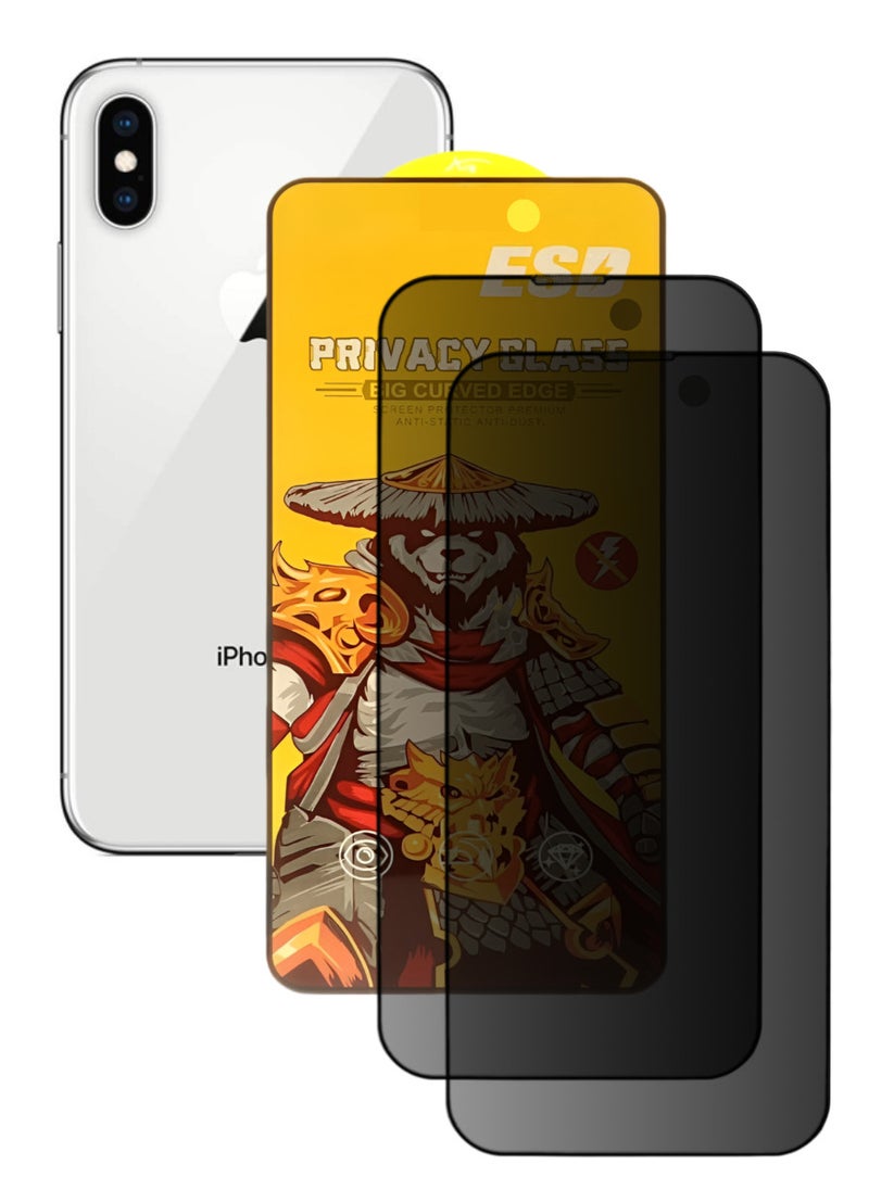 ESD 2 Pieces Tempered Dustproof Privacy Glass Screen Protector Compatible For iPhone XS Max - Image 1