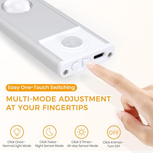 FLYNGO Plastic Motion Sensor Under Cabinet LED Light, 3 Color Modes Closet Light with Stepless Dimming for Under Counter, Kitchen, Cabinet, Wardrobe, Bedroom, Cupboard (40cm White) - Image 4