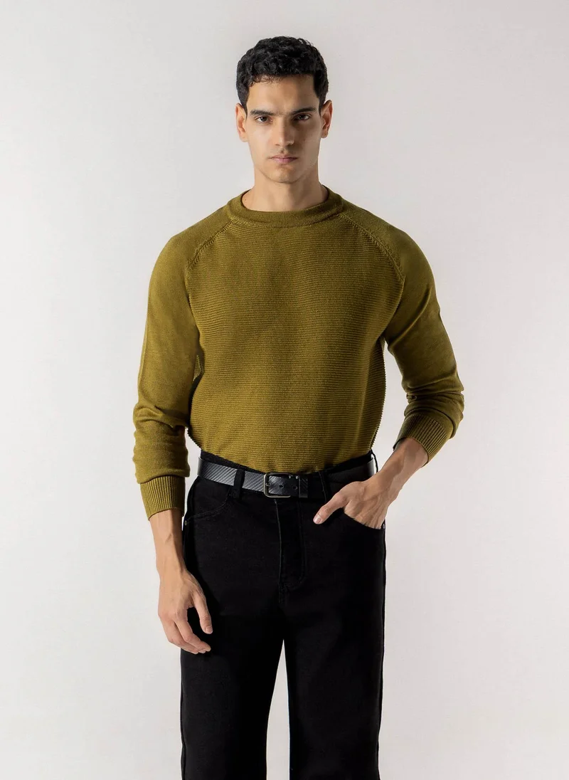 شايبس HORIZONTAL RIBBED CREW NECK SWEATER