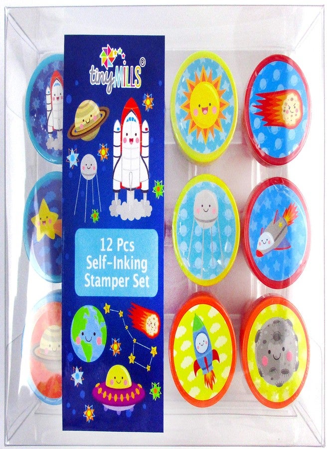 TINYMILLS 12 Pcs Outer Space Stamp Kit for Kids Party Favors God's Galaxy Boys Girls Space Planetarium Birthday Party - Image 2
