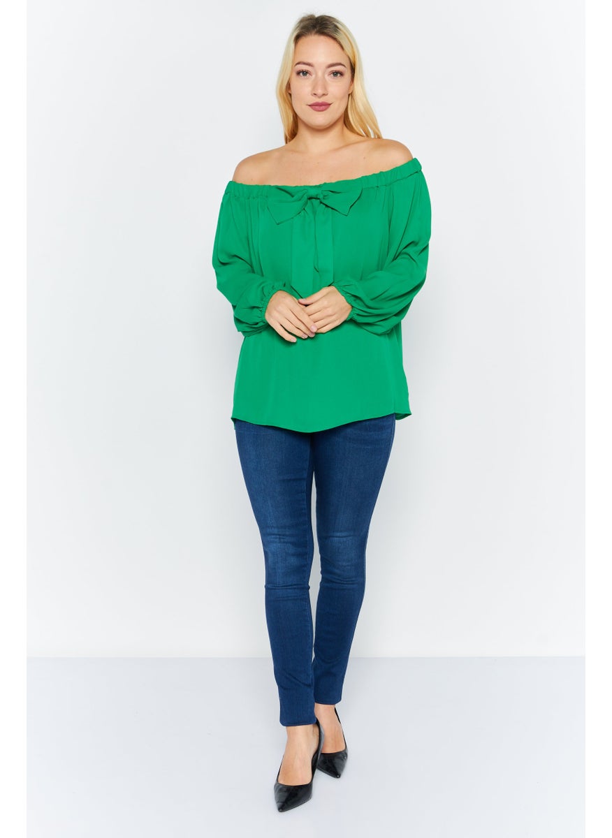 Women Off Shoulder Long Sleeve Blouse, Green - pzsku/Z2A215C167A8F15A28941Z/45/_/1737642438/c611063d-af25-4673-b856-8e82cd439534