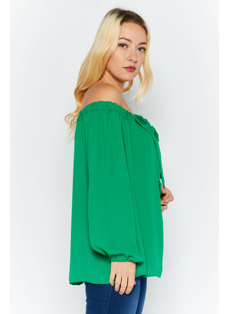 Women Off Shoulder Long Sleeve Blouse, Green - pzsku/Z2A215C167A8F15A28941Z/45/_/1737642440/4e1f59ea-e04a-4f48-aaf1-efb2c8cac8de