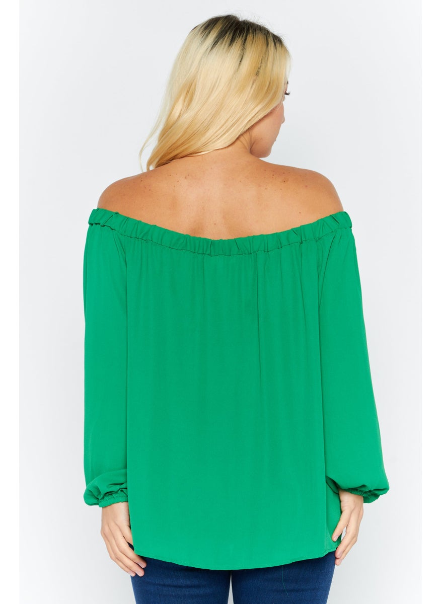 Women Off Shoulder Long Sleeve Blouse, Green - pzsku/Z2A215C167A8F15A28941Z/45/_/1737642441/e34a8470-cb4e-4825-b5c4-8fbd2c17718e