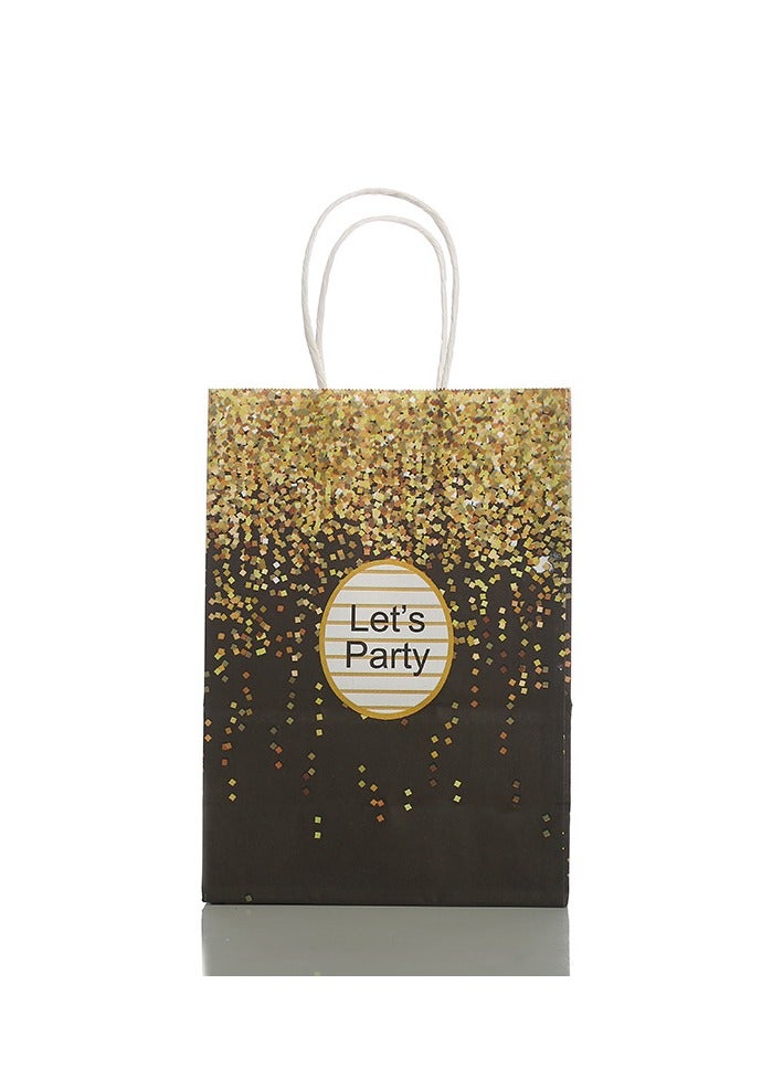 12Pcs Gold and Black Party Favor Bag with Handles, New Year Festival Gift Bag - Image 3